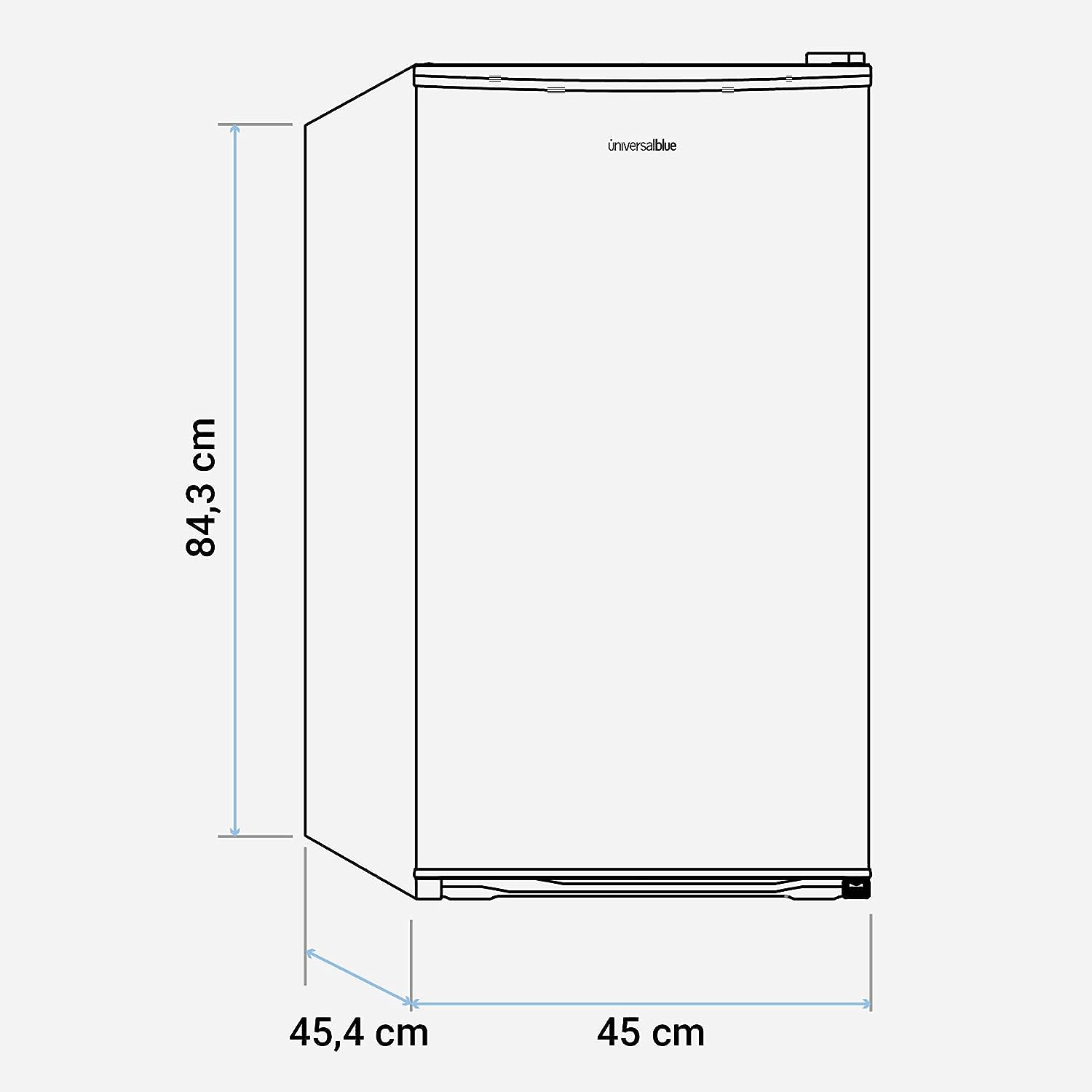 UNIVERSALBLUE Mini-réfrigérateur INOX | Petit Réfrigérateur 84L | Sous le comptoir | Porte réversible | Mini-bar